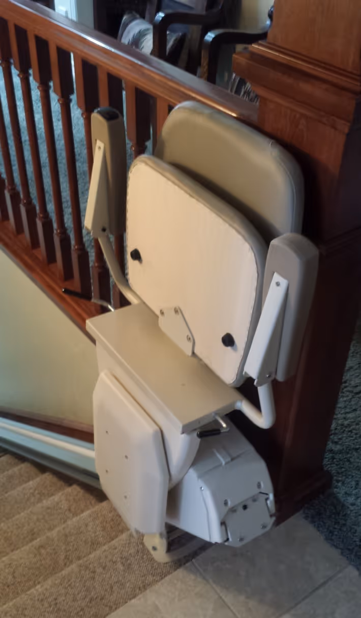 Don and Joyce with their new stairlift in Salt Lake City, Utah