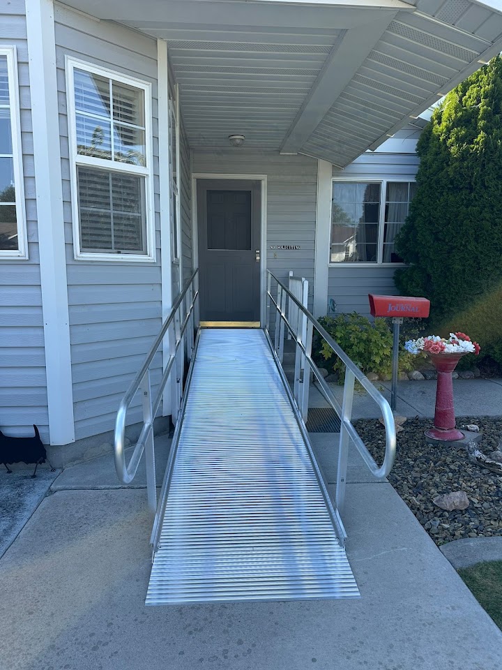 Modular aluminum ramp installed at a front entrance