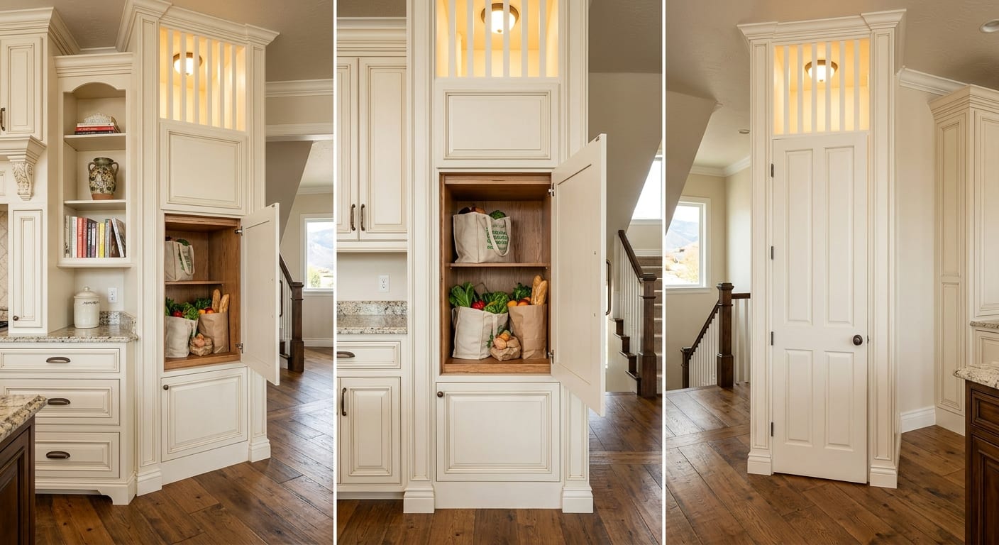 Home dumbwaiter installed in a residential kitchen